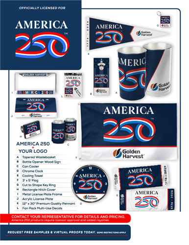 Exclusive America's 250th Anniversary licensed product collection from