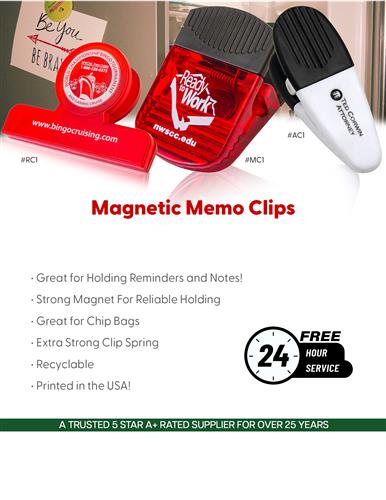 Best Selling Magnetic Clips plus Free 24 Hr. Svc