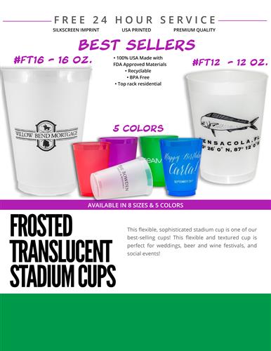 Sale on Best Selling Frosted Stadium Cups w/Free 24Hr. Svc