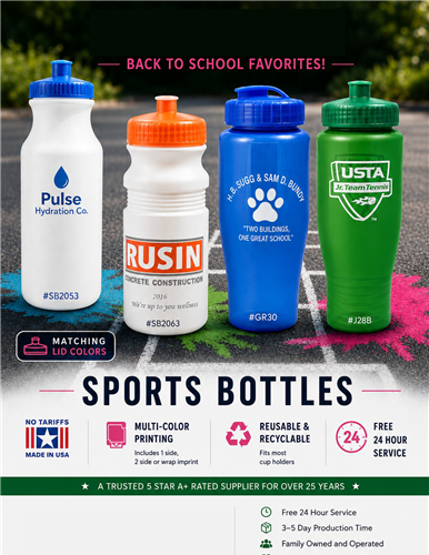 USA Made Low Priced Sports Bottles for Back to School