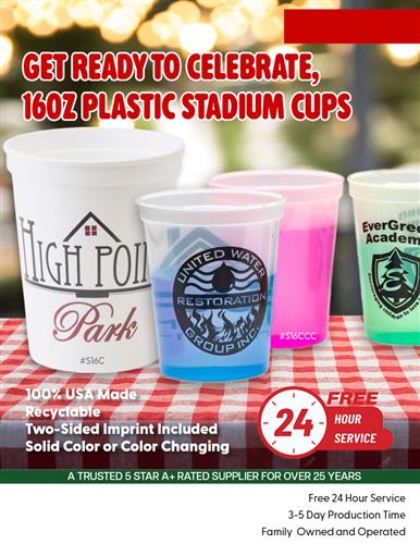 Stadium Cup Sale Plus Free 24 Hr. Svc.