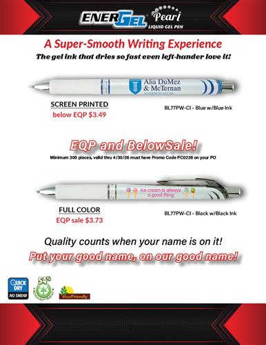 Below EQP Sale on Smoothest Writing Gel Pen