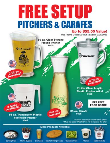 Limited Time: FREE Setups on Pitchers and Carafes