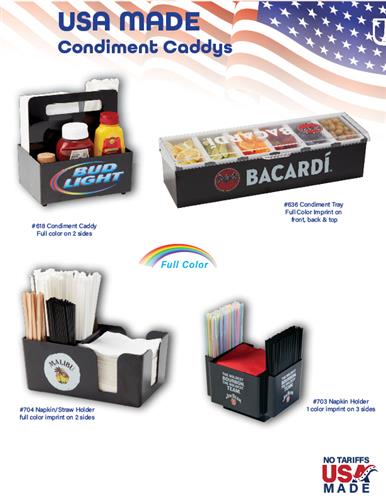 USA Made Drinkware &amp; Condiment Caddys