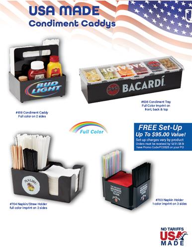 USA Made Drinkware &amp; Condiment Caddys