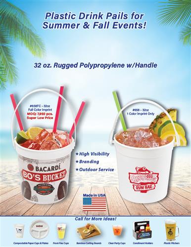 Plastic Drink Pail Sale For Summer &amp; Fall Events