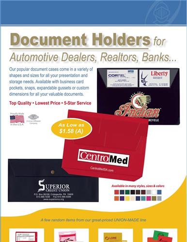 Vinyl document case with 1,000 of uses (Automotive, real estate, insurance, etc.)  USA/Union Made 5 day production