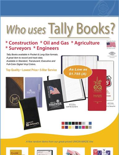 TALLY BOOKS at amazing prices -  In stock and ready to ship - USA/Union made
