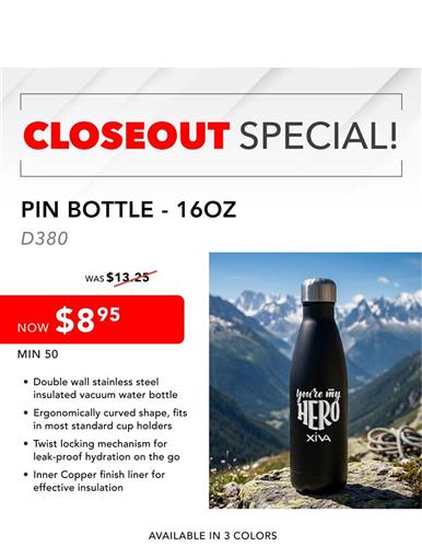Closeout Special Pin Bottle