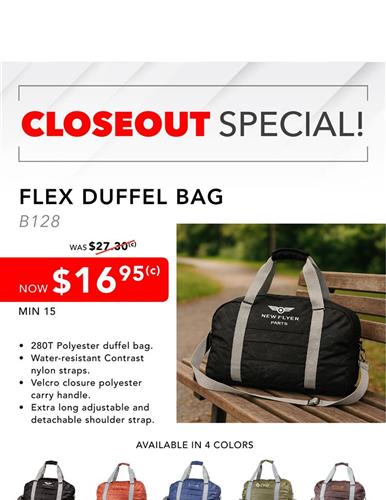 Closeout Special Flex Duffel Bag