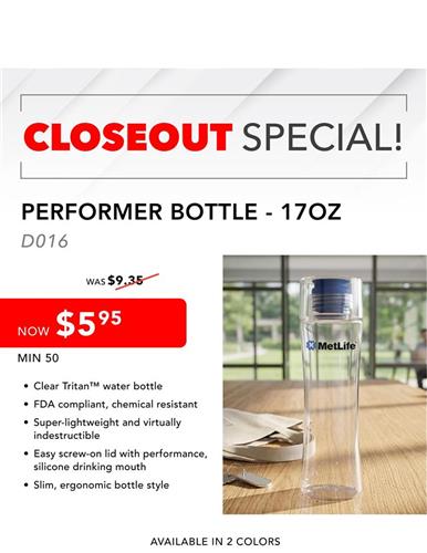 Closeout Special Performer Bottle