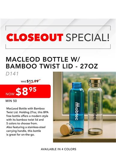 Closeout Special Macleod Bottle