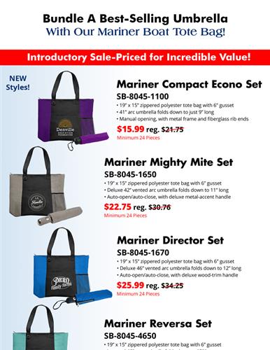 GREAT SALE on NEW Tote/Umbrella Sets!