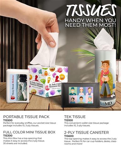Sniffle-season prep: Branded tissue packs and canisters