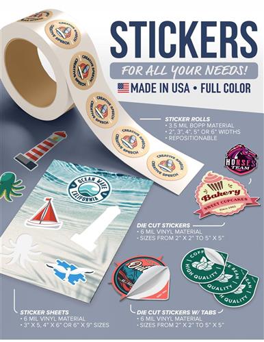 Stickers for All Your Needs: Rolls, Sheets, Die Cut, With Tabs