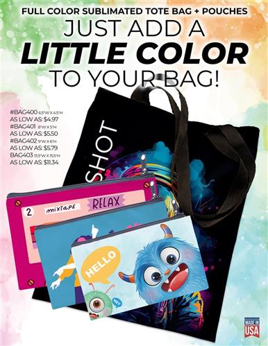Full Color Sublimated Bags &amp; Pouches - USA Made
