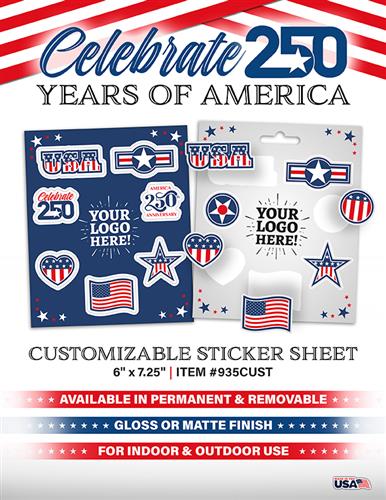 Celebrate 250 Years of America with Customizable Sticker Sheets!