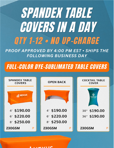 Spandex Table Covers in a Day