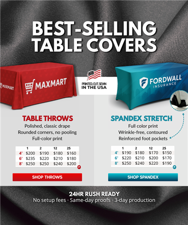 No Setup or Rush Fees on Best-Selling Table Covers — 24hr Turnaround &#127482;&#127480;