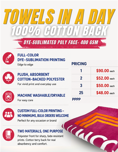 Towels in a Day!