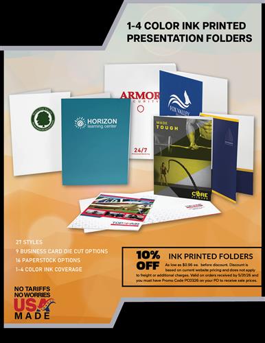 10% Off Ink Printed Presentation Folders