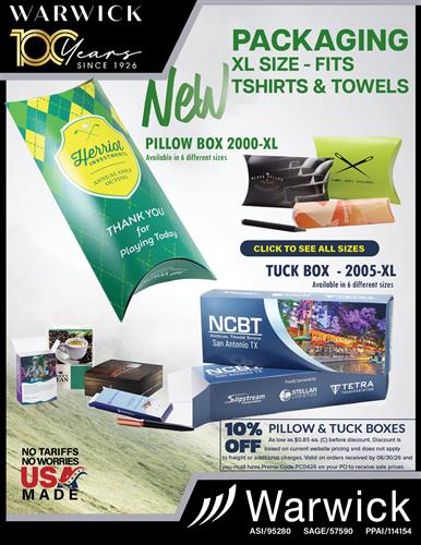 New Sizes of Full Color Tuck and Pillow Boxes from Warwick