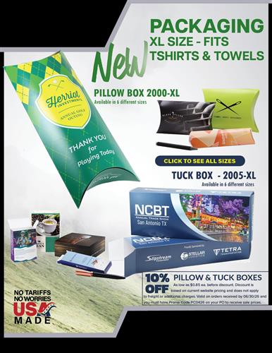 New Sizes of Full Color Tuck and Pillow Boxes