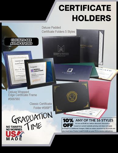 10% Off All USA Made Certificate Holders