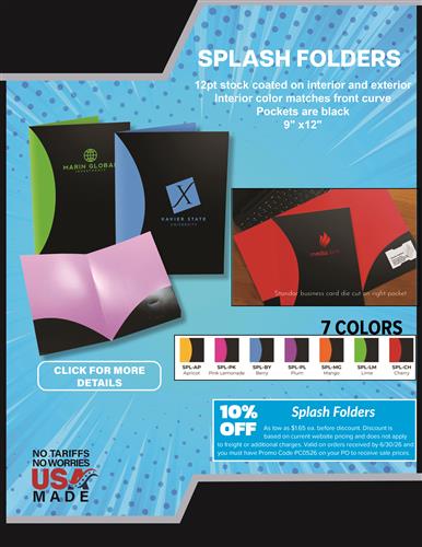 Splash Presentation Folders Now 10% Off