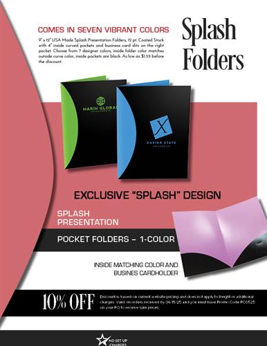 10% Off Exclusive Splash Presentation Folders