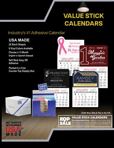 EQP Early Order Sale on Value Stick Calendars