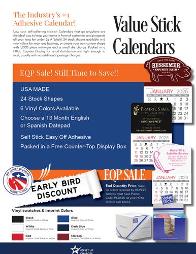 Order Early and Save with Value Stick Calendar
