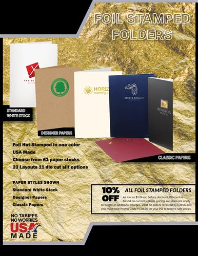 10% Off Foil-Stamped Presentation Folders