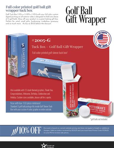 10% Off Full Color Golf Ball Sleeve Wrap