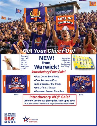 NEW! Folding Snap Cheer Banner Introductory Sale