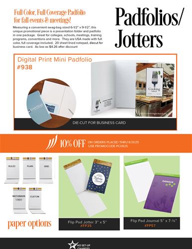 10% Off Full Color Notepads and Padfolios
