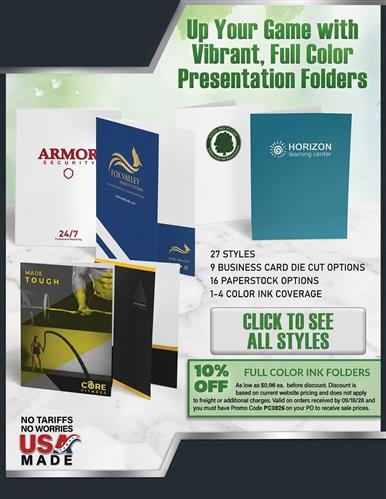 10% Off Ink Printed Presentation Folders