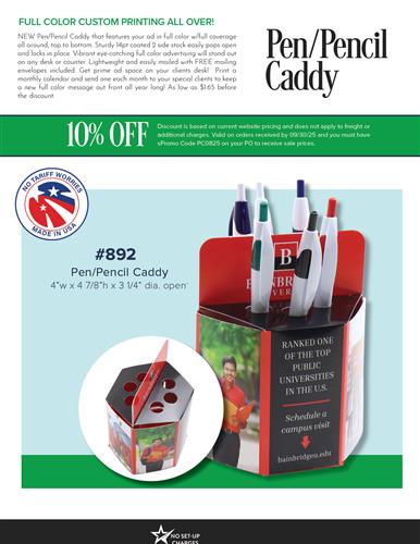 10% Off Full Color Pen/Pencil Caddy