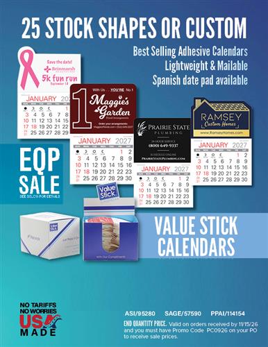 EQP Sale on Best Selling Value Stick Adhesive Calendars