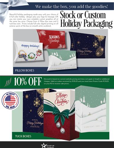 10% Off Full Color Holiday Themed Gift Boxes