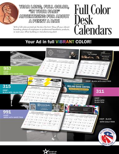 Full Color Desk Calendars Are Seen Everyday All Year Long
