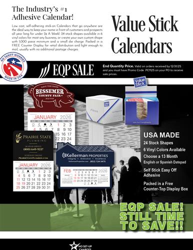 EQP Sale on Best Selling Self-Adhesive Calendars